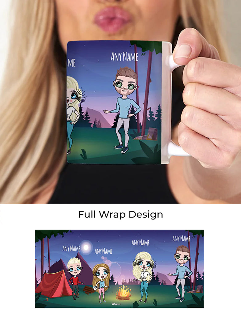 Multi Character Camping Family Of 4 Mug