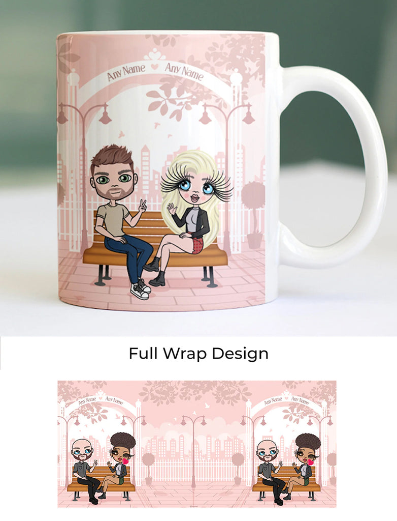 Multi Character Couples Love Bench Mug