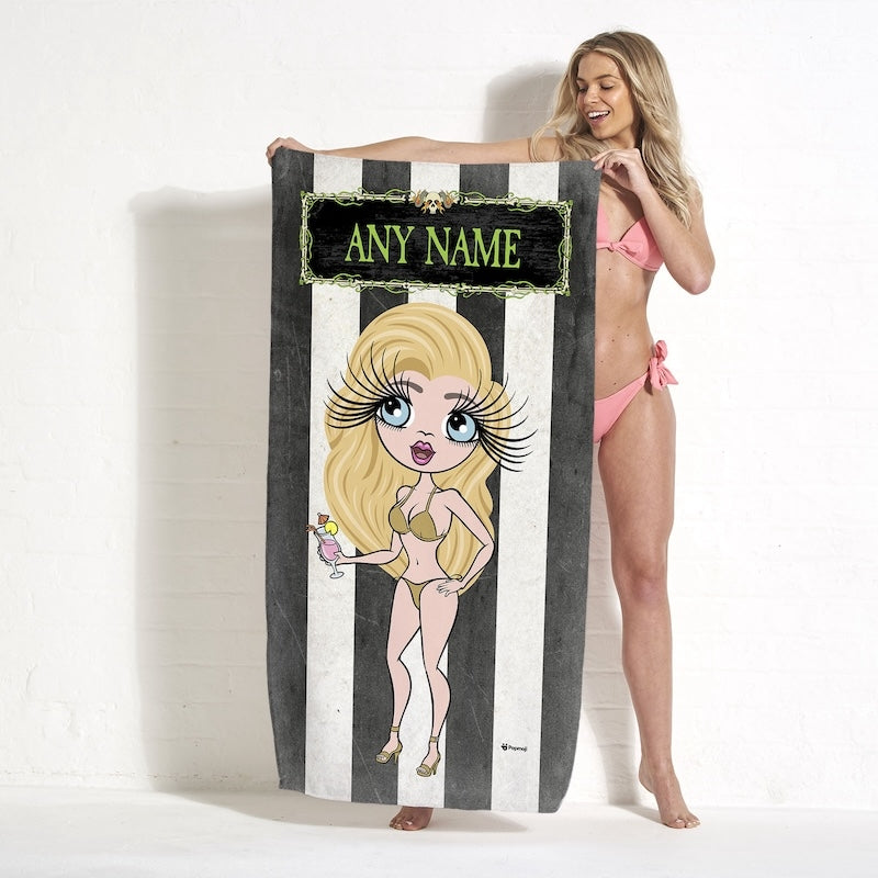 ClaireaBella Creepy White Stripes Beach Towel - Image 4