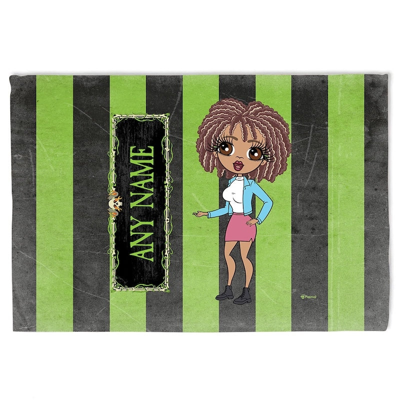 ClaireaBella Creepy Green Stripes Fleece Blanket - Image 3