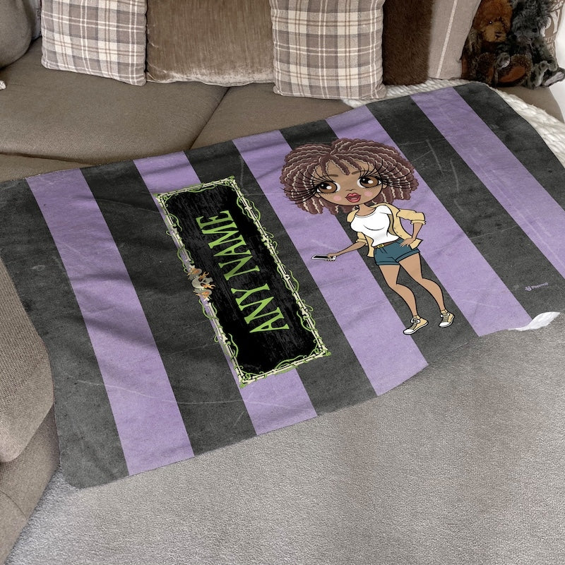 ClaireaBella Creepy Purple Stripes Fleece Blanket - Image 1