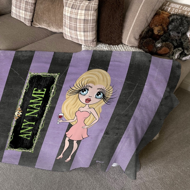 ClaireaBella Creepy Purple Stripes Fleece Blanket - Image 4