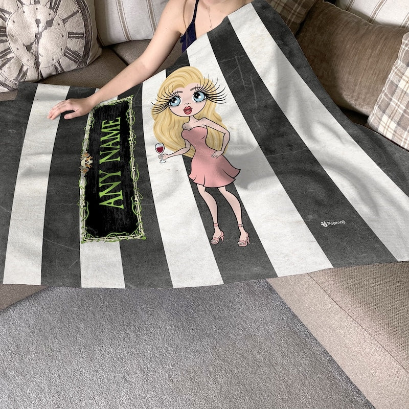 ClaireaBella Creepy White Stripes Fleece Blanket - Image 5