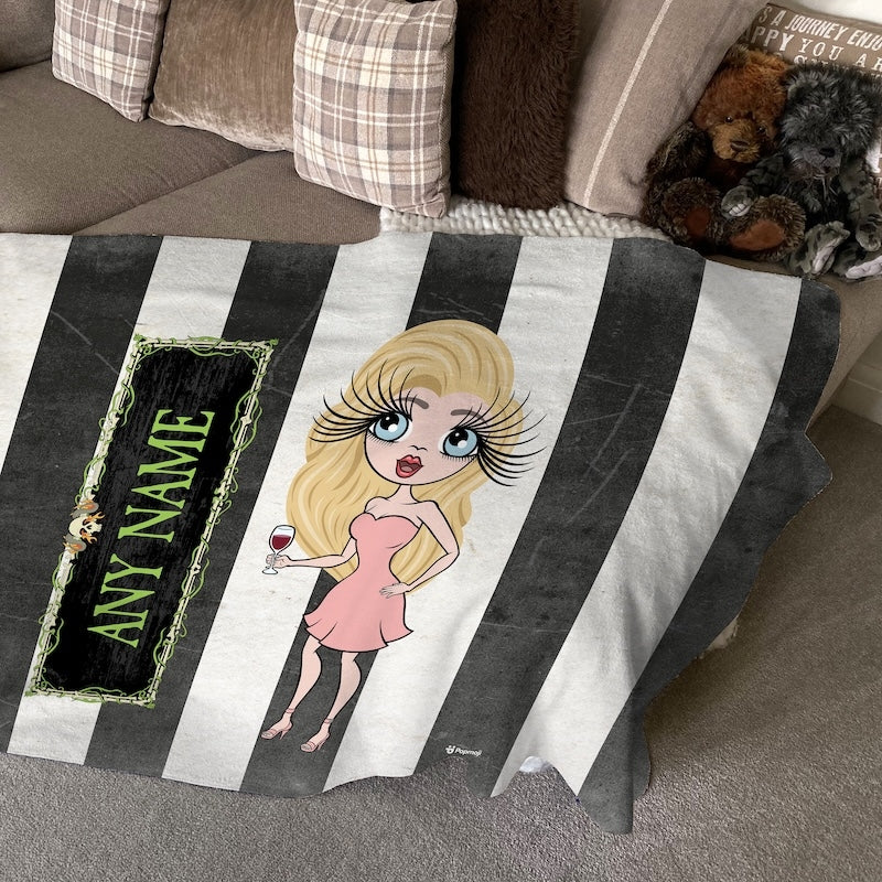 ClaireaBella Creepy White Stripes Fleece Blanket - Image 3