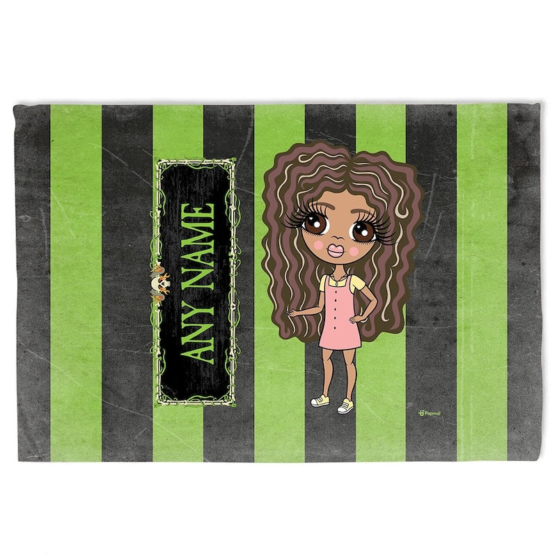 ClaireaBella Girls Creepy Green Stripes Fleece Blanket - Image 3