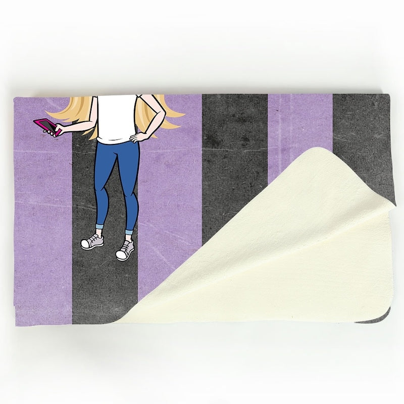 ClaireaBella Girls Creepy Purple Stripes Fleece Blanket - Image 4