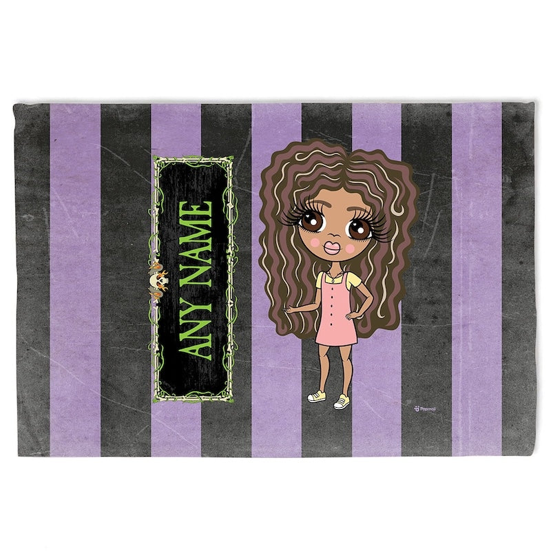 ClaireaBella Girls Creepy Purple Stripes Fleece Blanket - Image 3