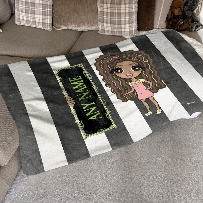 ClaireaBella Girls Creepy White Stripes Fleece Blanket - Image 3