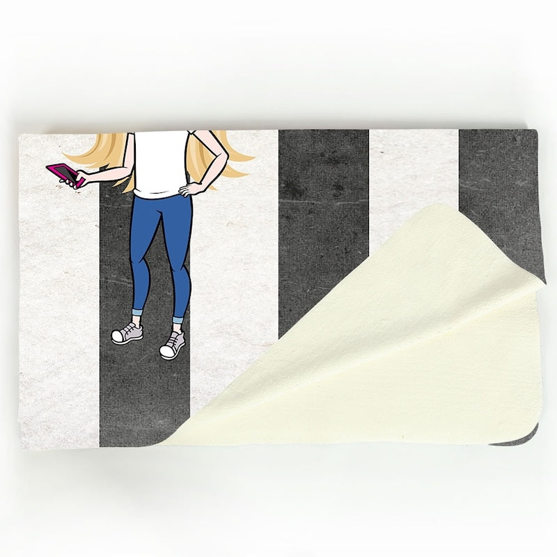 ClaireaBella Girls Creepy White Stripes Fleece Blanket - Image 2