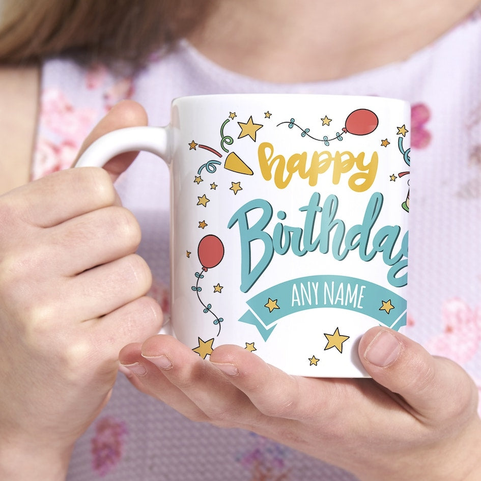 ClaireaBella Girls Personalised Patterned Birthday Mug - Image 2