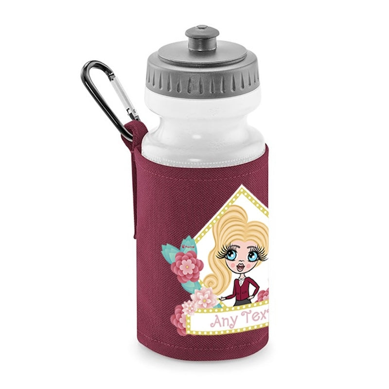 ClaireaBella Girls Personalised Floral Water Bottle And Holder - Image 1