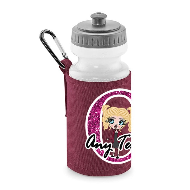 ClaireaBella Girls Personalised Glitter Initial Water Bottle And Holder - Image 3