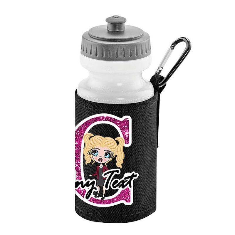 ClaireaBella Girls Personalised Glitter Initial Water Bottle And Holder - Image 6