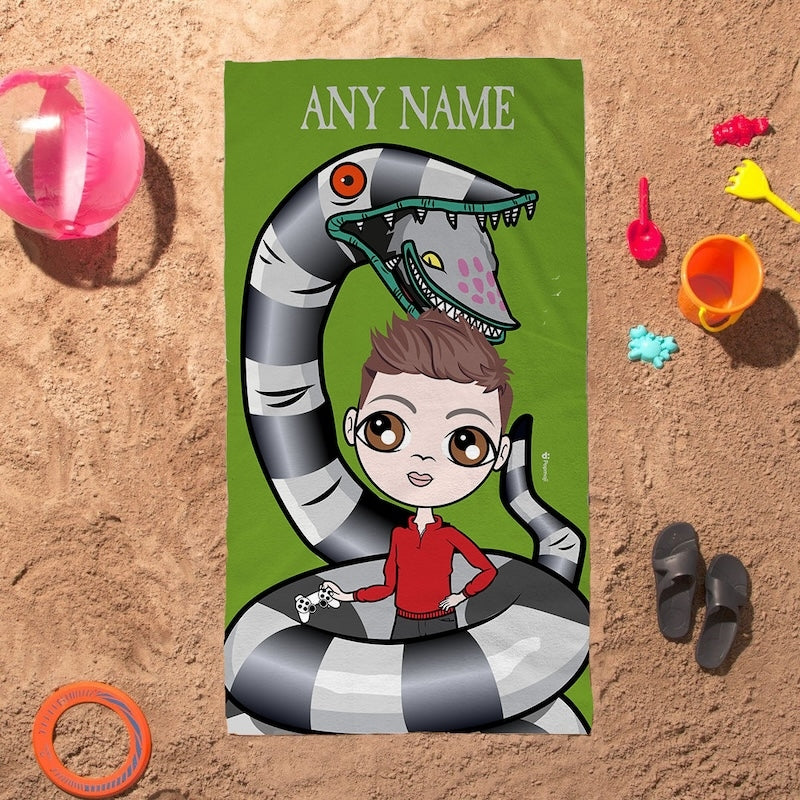 Jnr Boys Sinister Striped Snake Beach Towel - Image 1