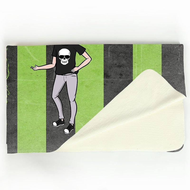 Jnr Boys Creepy Green Stripes Fleece Blanket - Image 4