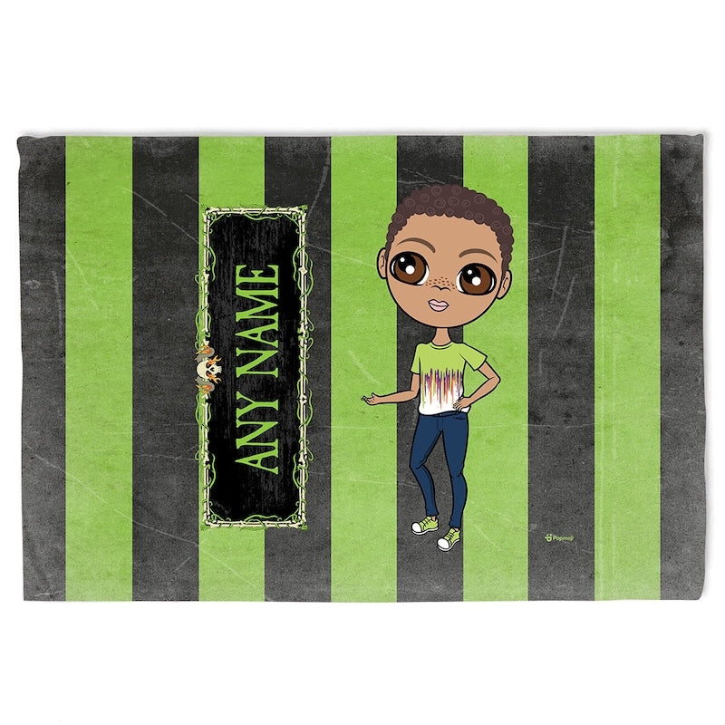 Jnr Boys Creepy Green Stripes Fleece Blanket - Image 3