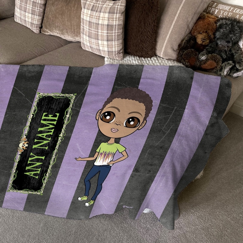 Jnr Boys Creepy Purple Stripes Fleece Blanket - Image 2