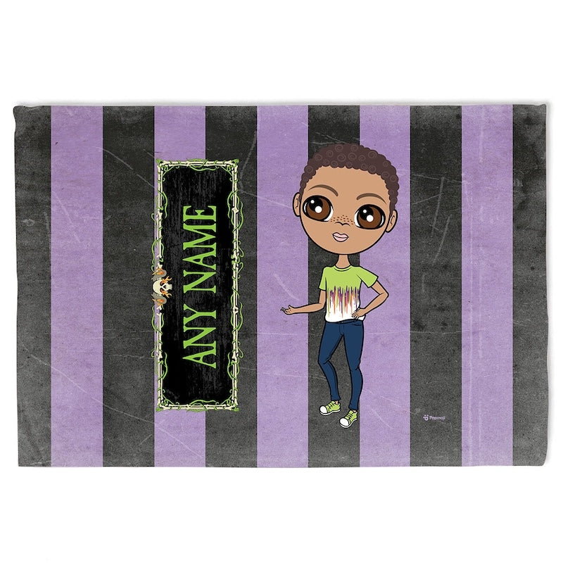 Jnr Boys Creepy Purple Stripes Fleece Blanket - Image 3