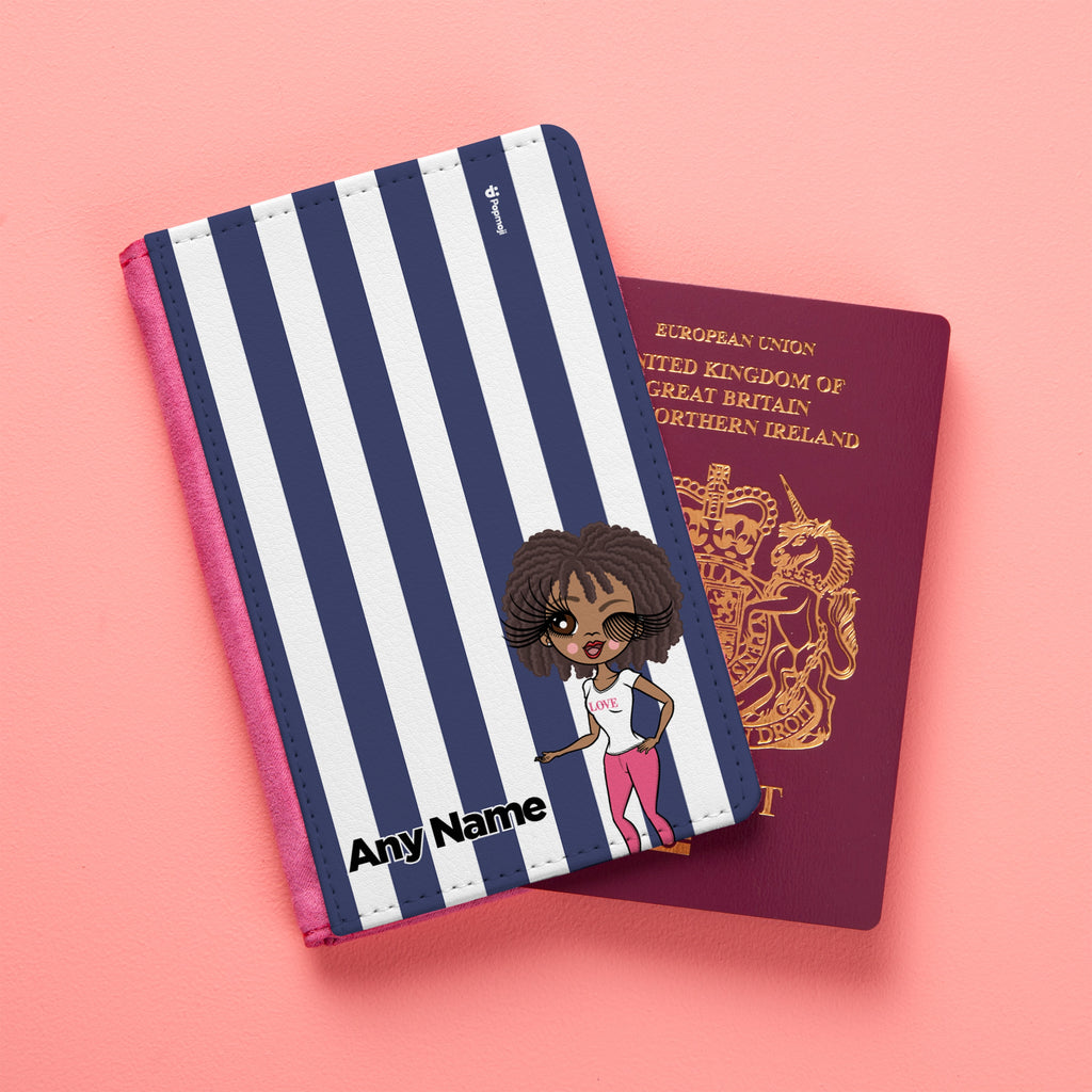 ClaireaBella Personalised Navy Stripe Passport Cover