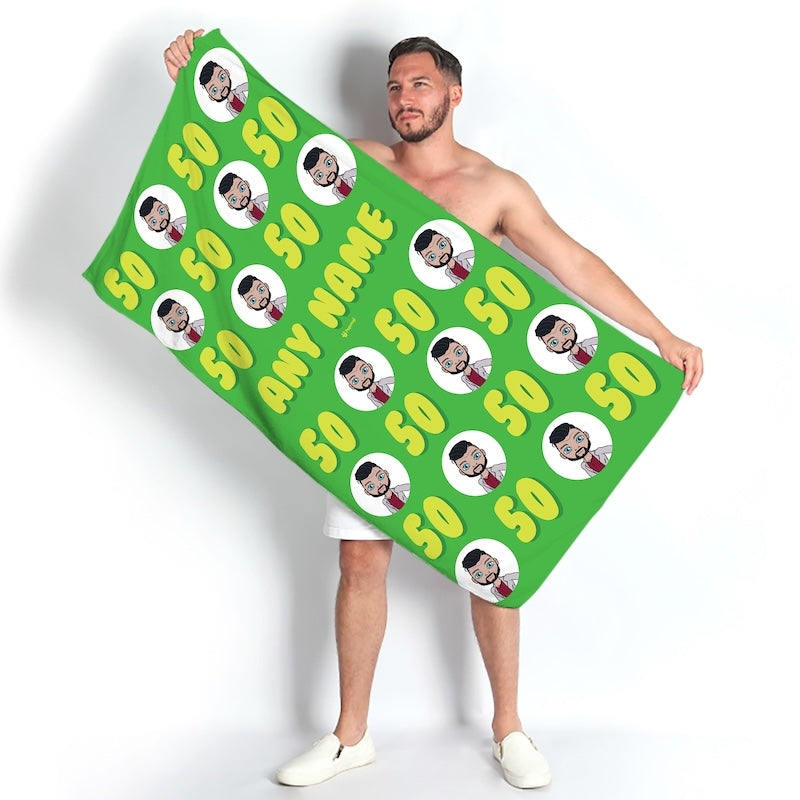 MrCB Personalised 50th Birthday Beach Towel - Image 1