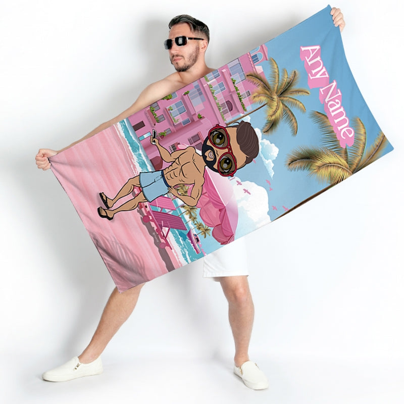 MrCB Personalised Pink Seaside Beach Towel - Image 4