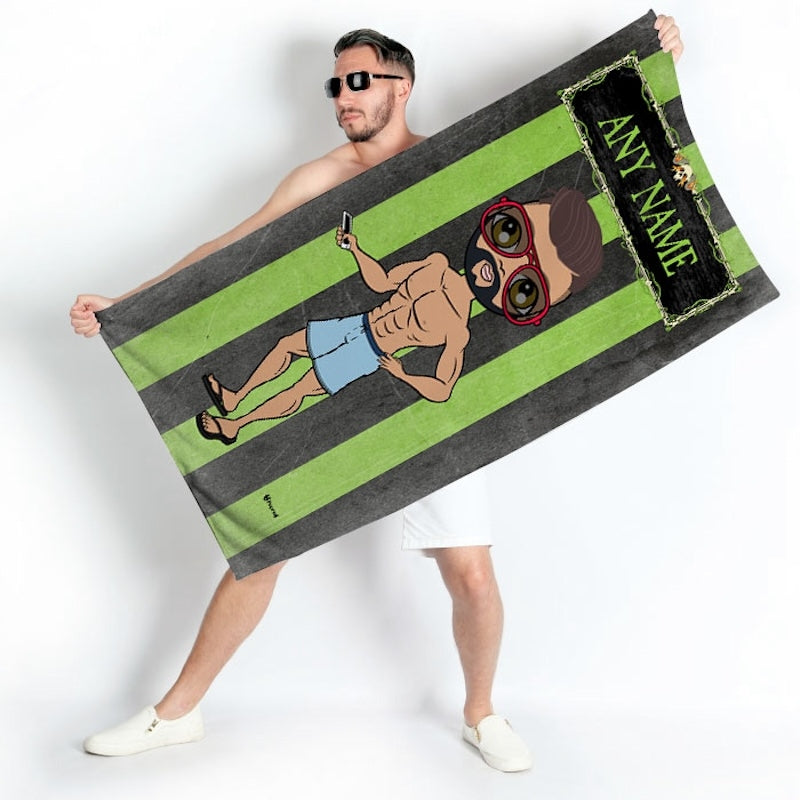 MrCB Creepy Green Stripes Beach Towel - Image 2