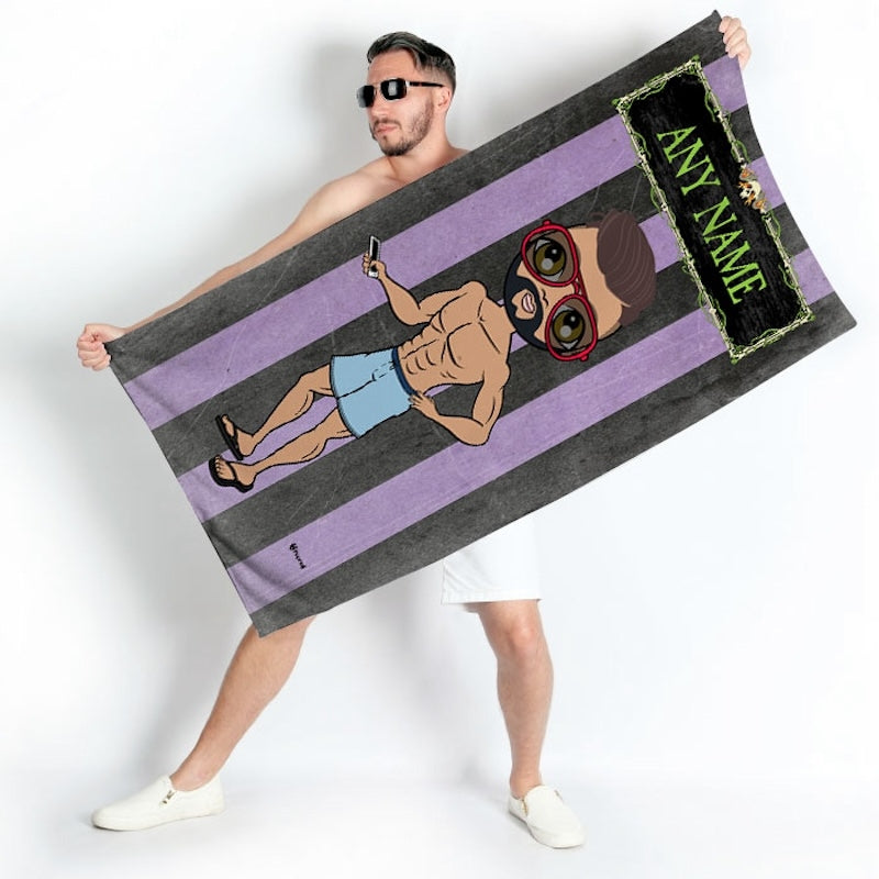 MrCB Creepy Purple Stripes Beach Towel - Image 4