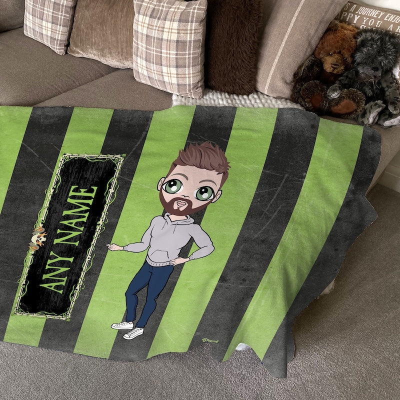 MrCB  Creepy Green Stripes Fleece Blanket - Image 1