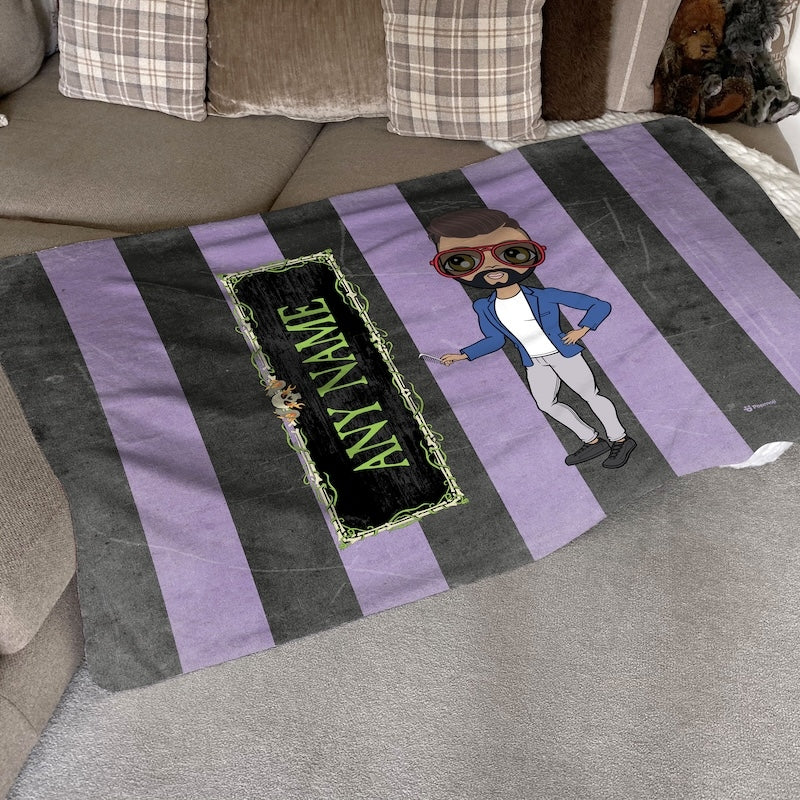 MrCB Creepy Purple Stripes Fleece Blanket - Image 6