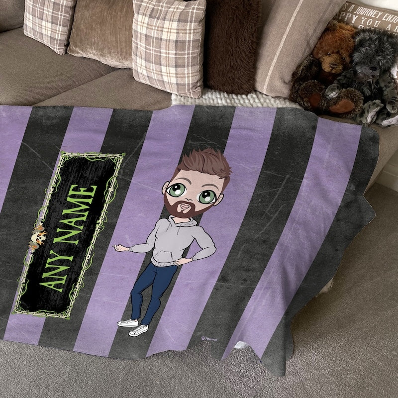 MrCB Creepy Purple Stripes Fleece Blanket - Image 1