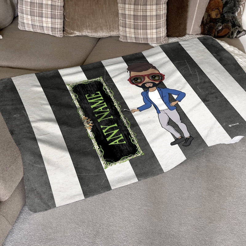 MrCB Creepy White Stripes Fleece Blanket - Image 1