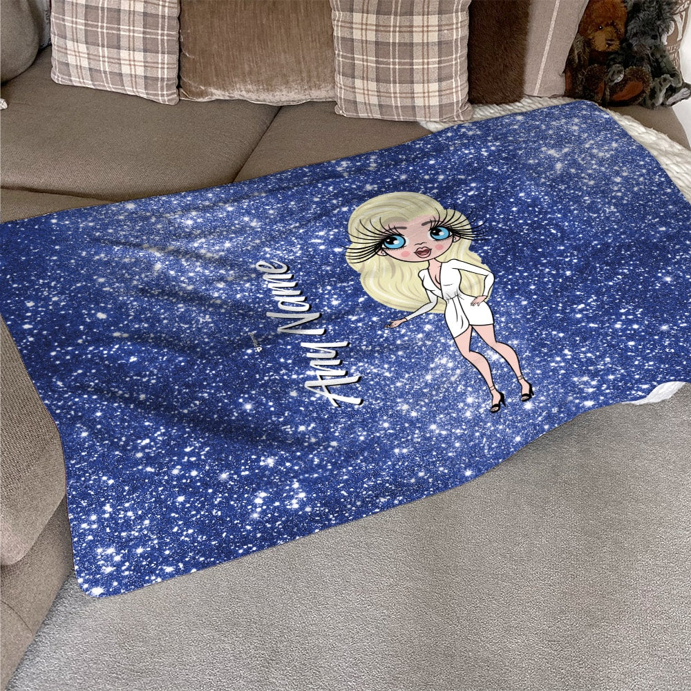 ClaireaBella Blue Glitter Effect Fleece Blanket