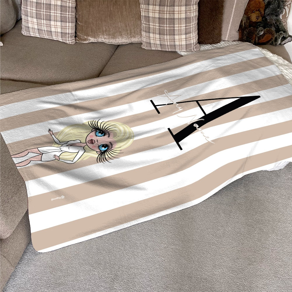 ClaireaBella Lux Initial Stripe Fleece Blanket