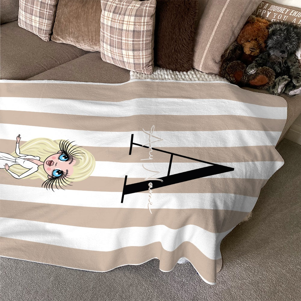 ClaireaBella Lux Initial Stripe Fleece Blanket