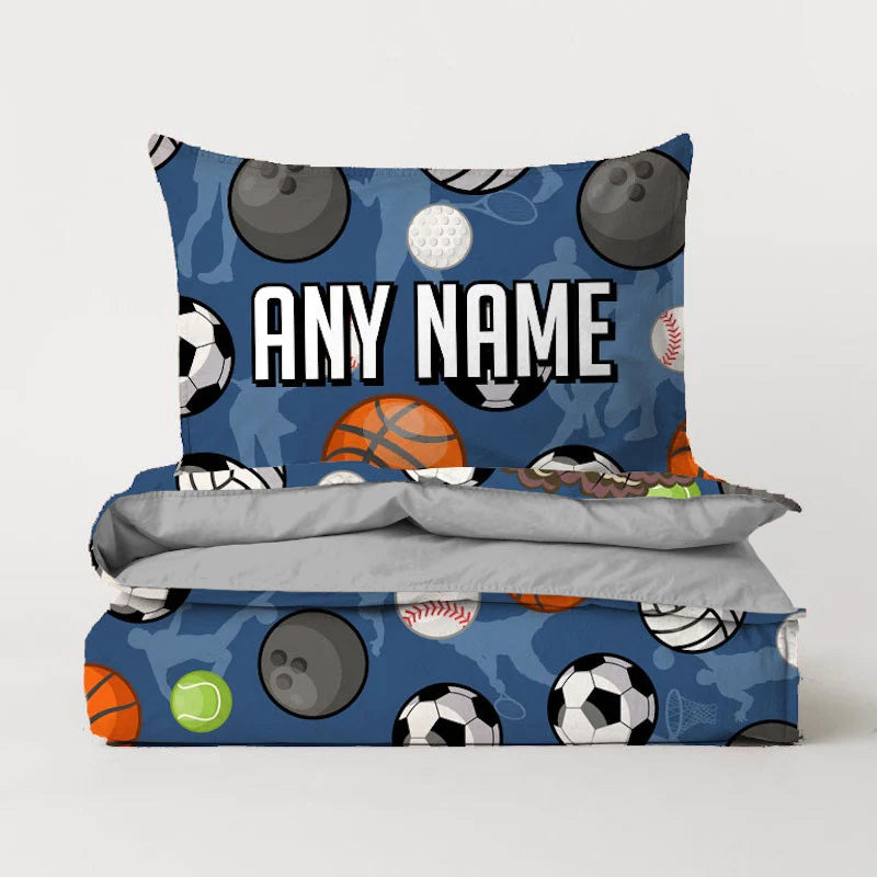 Jnr Boys Personalised Sports Print Bedding