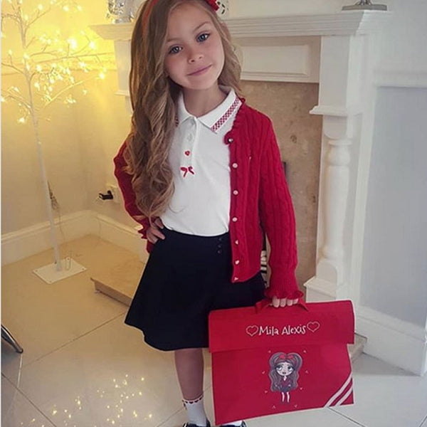 Personalised red best sale book bag